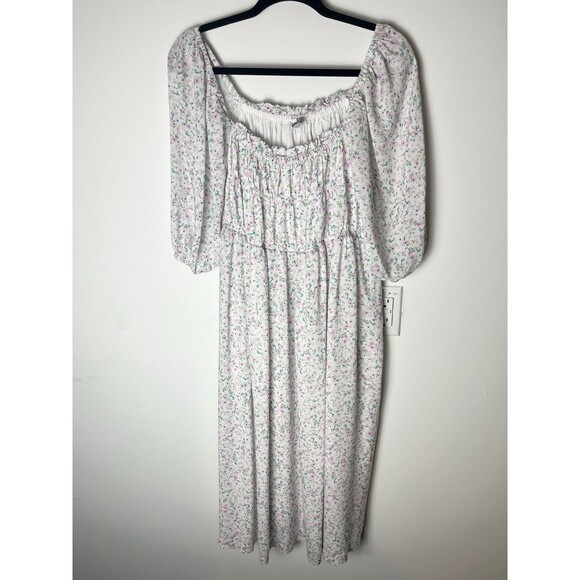 Ever New Curve Maxi Floral White Dress Puff Sleeve Cottagecore Grandma Prairie - Picture 1 of 7